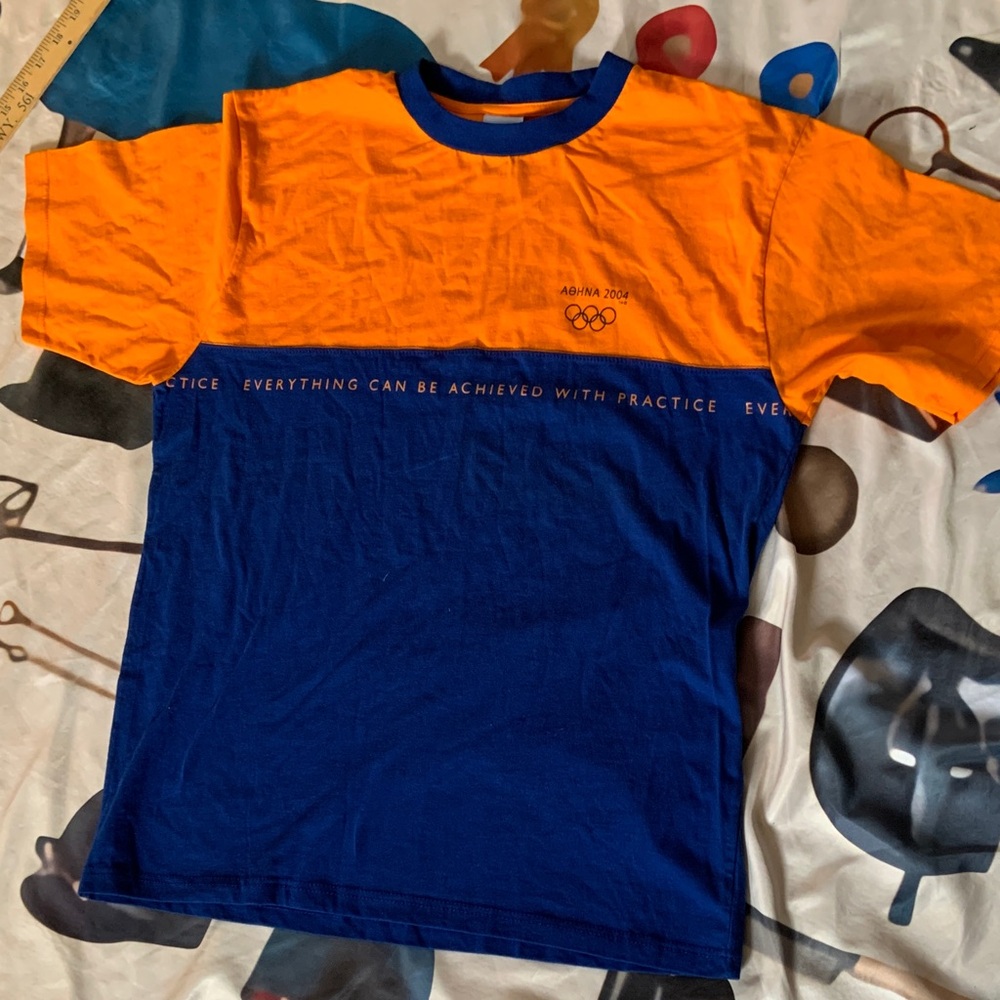 Athens Olympics 2004 licensed t-shirt orange blue size medium all SUMMER sports